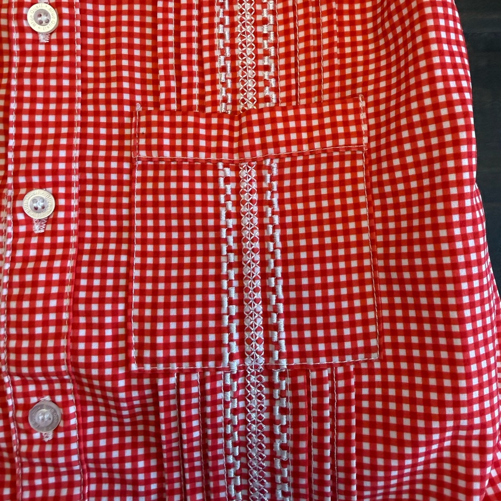 Blue Quail Little Girls Gingham Guayabera Red White Dress 2T - Picture 3 of 15